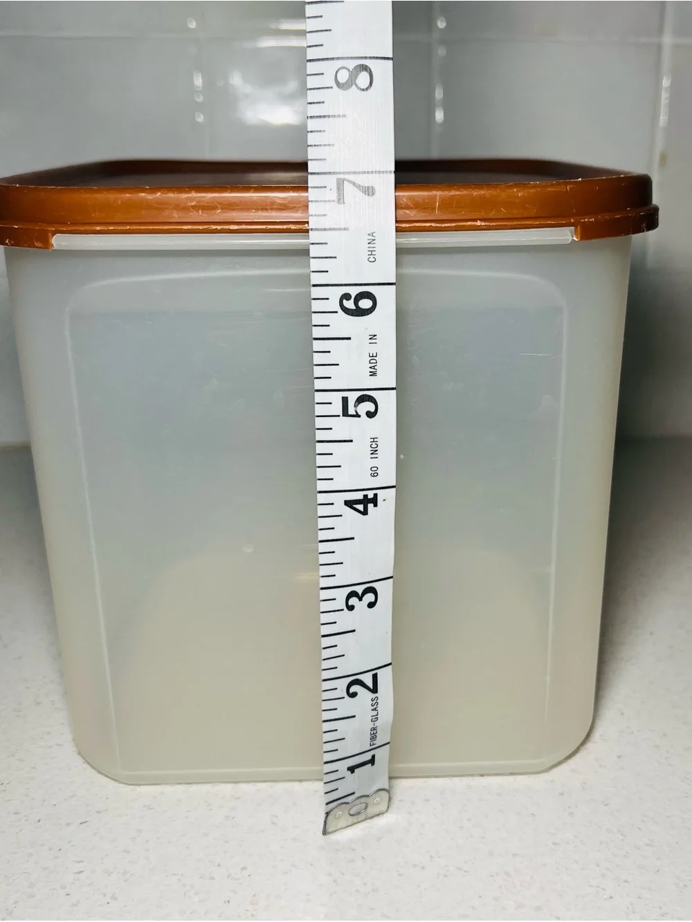 Tupperware Translucent Square Food Container with Brown Lid